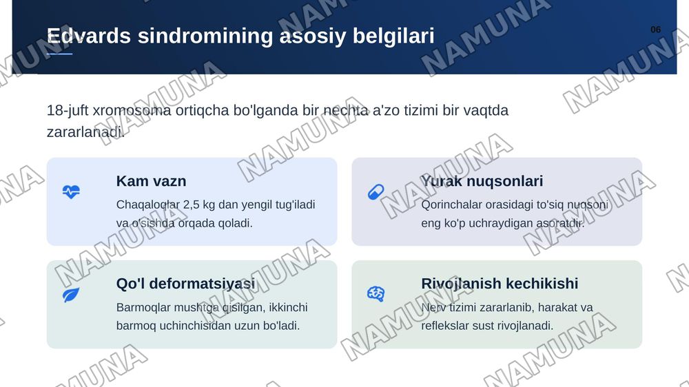 Odam autosoma kasalliklari,edvards va patau sindromi. — zamonaviy taqdimot, 7-slayd
