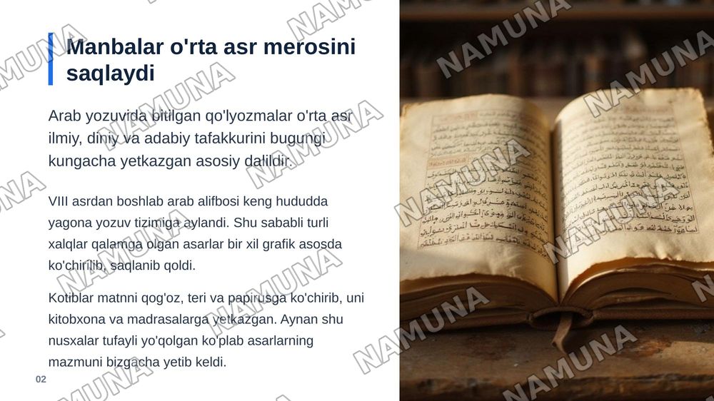 Arab alifbosidagi dastlabki manbalar arab forsiy turkiy tillardagi manbalar — zamonaviy taqdimot, 3-slayd