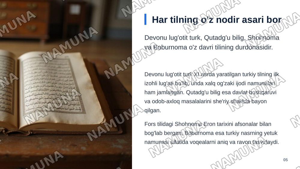 Arab alifbosidagi dastlabki manbalar arab forsiy turkiy tillardagi manbalar — zamonaviy taqdimot, 6-slayd