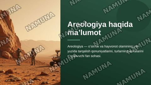Areologiya haqida maʼlumot — zamonaviy taqdimot
