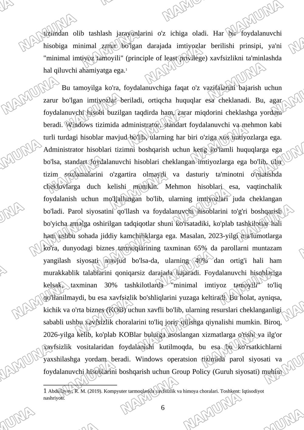 Windows operatsion tizimida xavfsizlik sozlamalarini tahlil qilish. — kurs ishi, 6-varaq