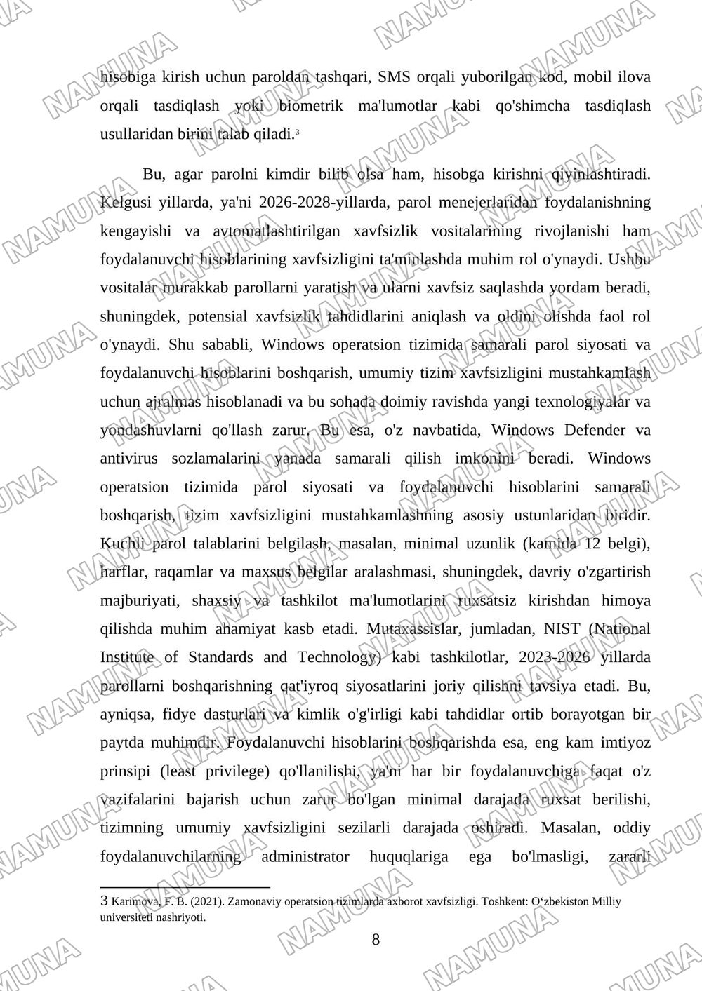 Windows operatsion tizimida xavfsizlik sozlamalarini tahlil qilish. — kurs ishi, 8-varaq