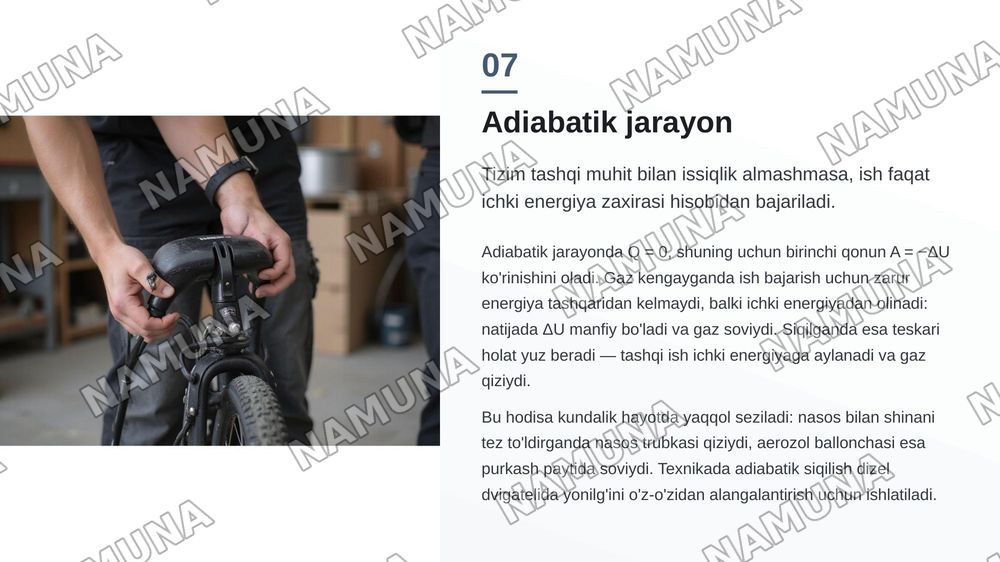 termodinamikaning birinchi qonuni — zamonaviy taqdimot, 8-slayd