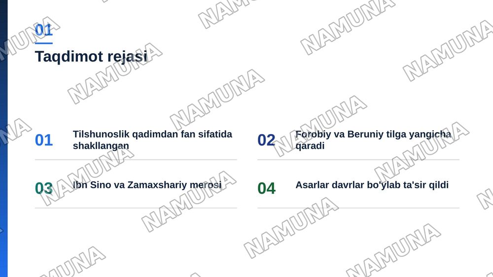 A.N.Forobiy, A.R.Beruniy,IBn Sino, M.Zamaxshariylarning tilshunoslikka qoshgan hissalari. — zamonaviy taqdimot, 2-slayd