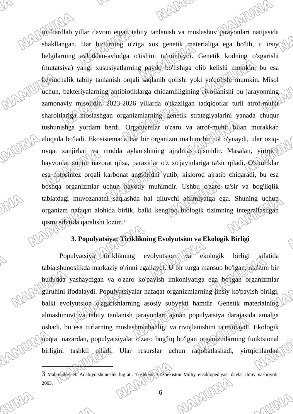 Tiriklikning asosiy shakillari — mustaqil ish, 6-varaq
