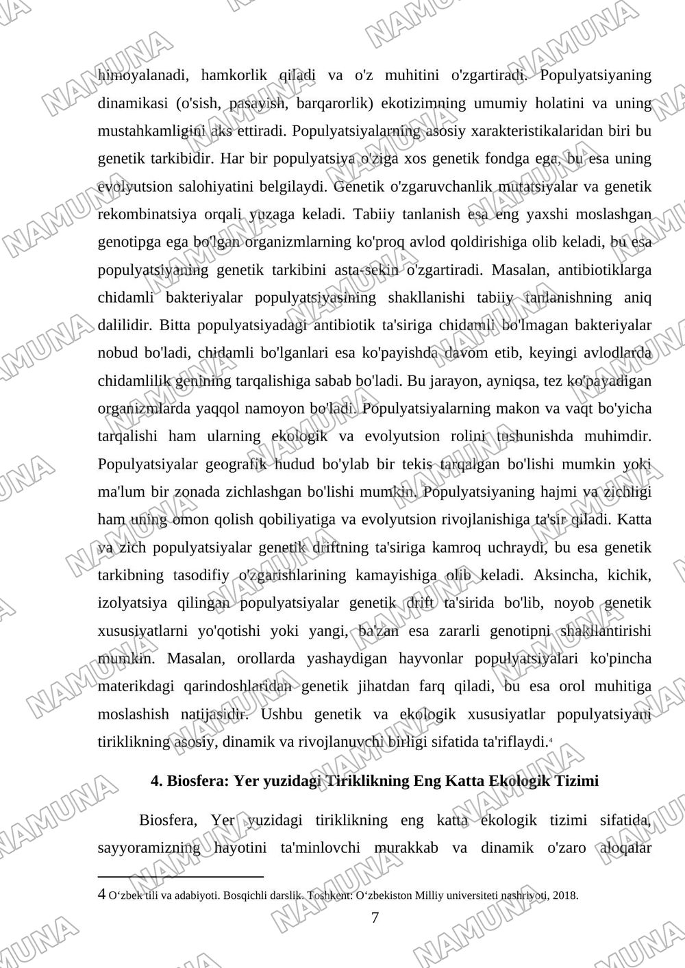 Tiriklikning asosiy shakillari — mustaqil ish, 7-varaq