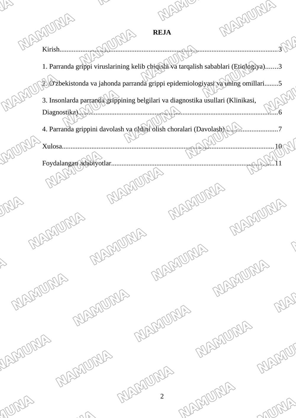 Insonlarda kuzatiladigan parranda grippi. Etiologiya, epidemiologiya, klinikasi, diagnostika, davolash. — mustaqil ish, 2-varaq