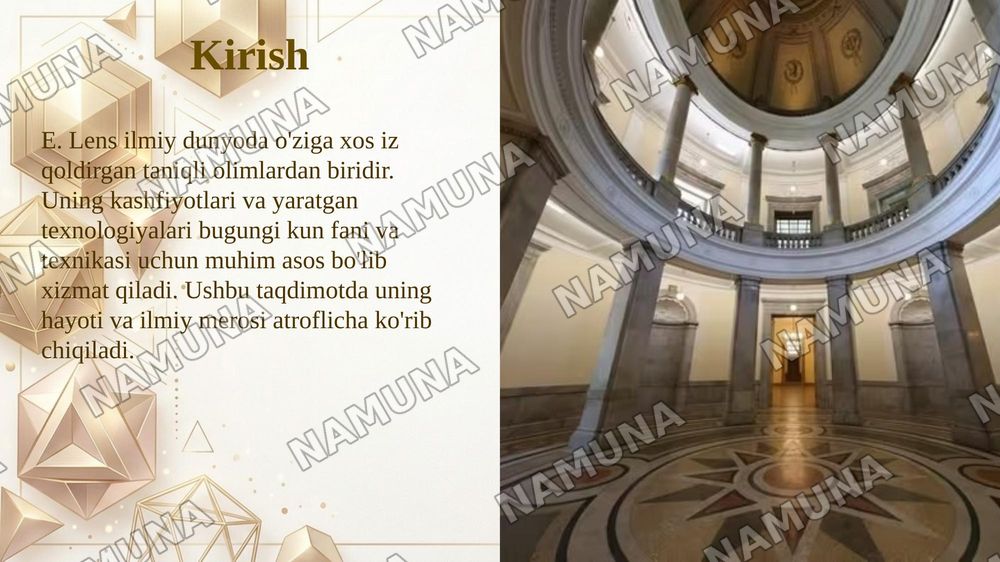 E. Lens olimning avtobiografiyasi va yaratgan qonunlari va qurilmalari — taqdimot, 3-slayd