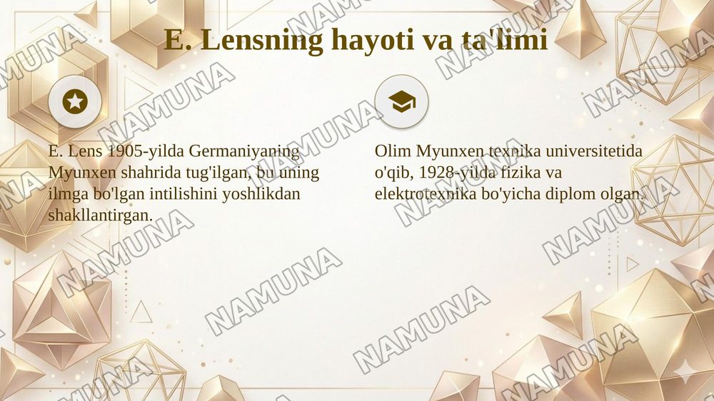 E. Lens olimning avtobiografiyasi va yaratgan qonunlari va qurilmalari — taqdimot, 4-slayd