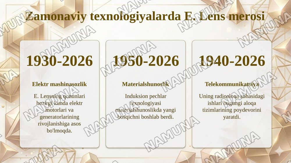 E. Lens olimning avtobiografiyasi va yaratgan qonunlari va qurilmalari — taqdimot, 8-slayd