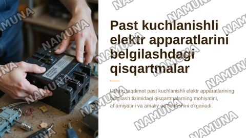 Past kuchlanishli elektr apparatlarini belgilashdagi qisqartmalar — zamonaviy taqdimot