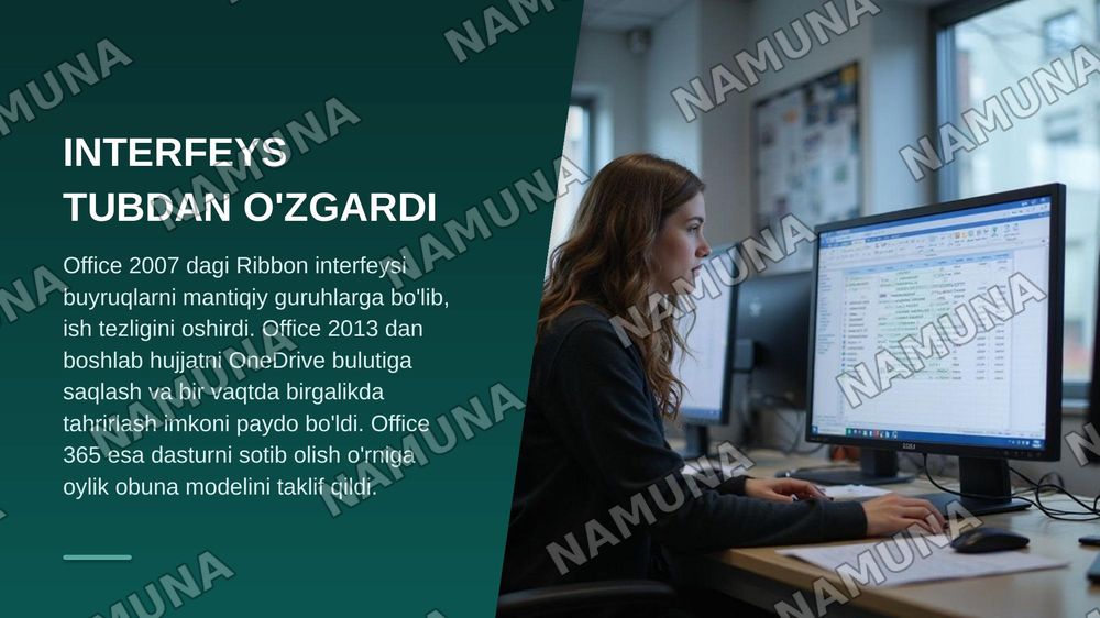 Microsoft Office dasturi versiyalari va ularning farqlari. — zamonaviy taqdimot, 4-slayd
