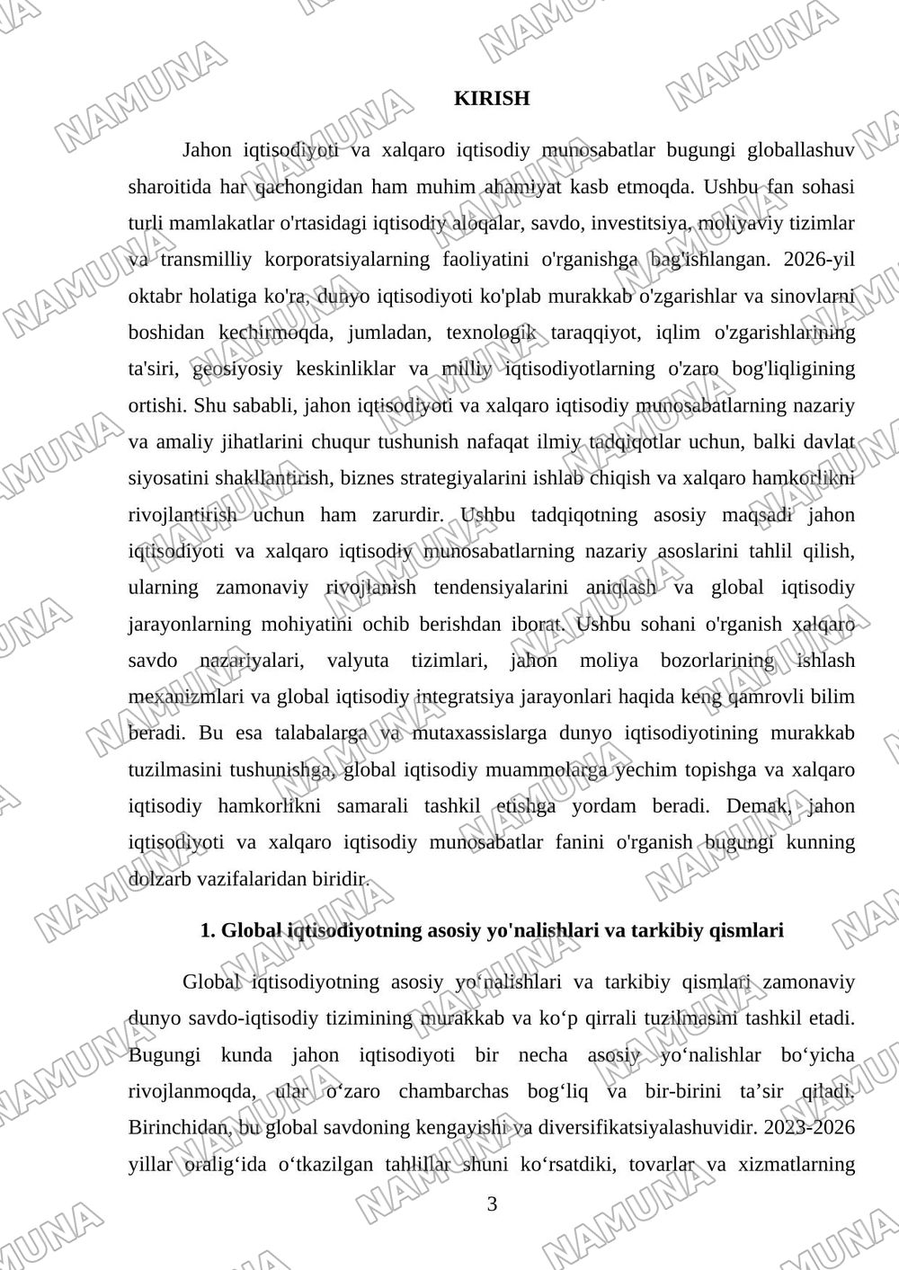 Jahon iqtisodiyoti va halqaro iqtisodiy munosabatlar — referat, 3-varaq