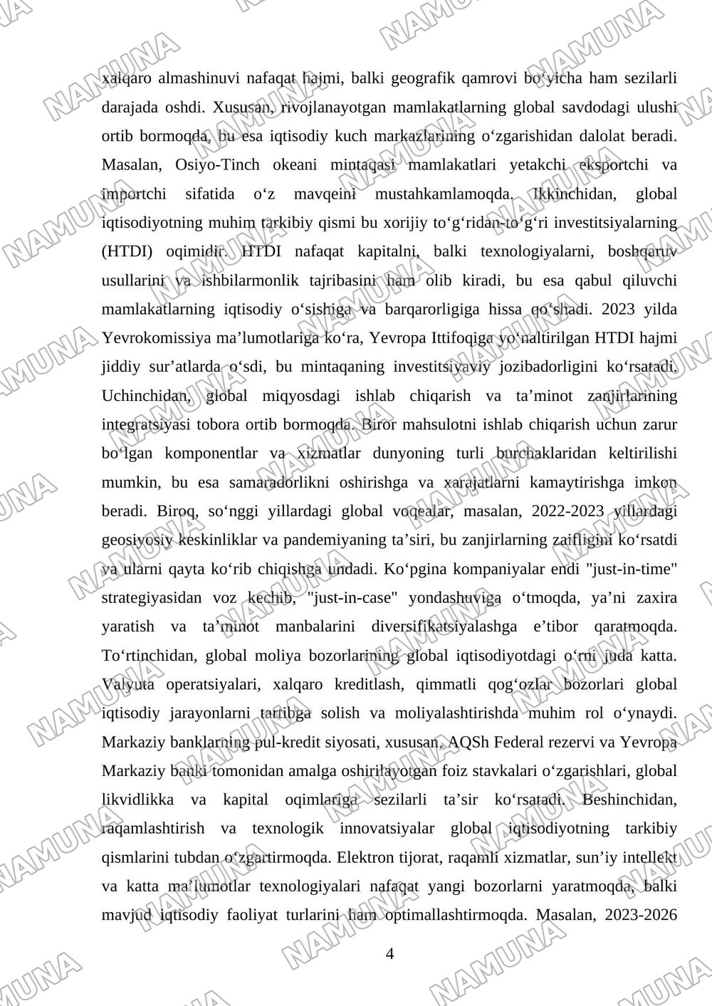 Jahon iqtisodiyoti va halqaro iqtisodiy munosabatlar — referat, 4-varaq