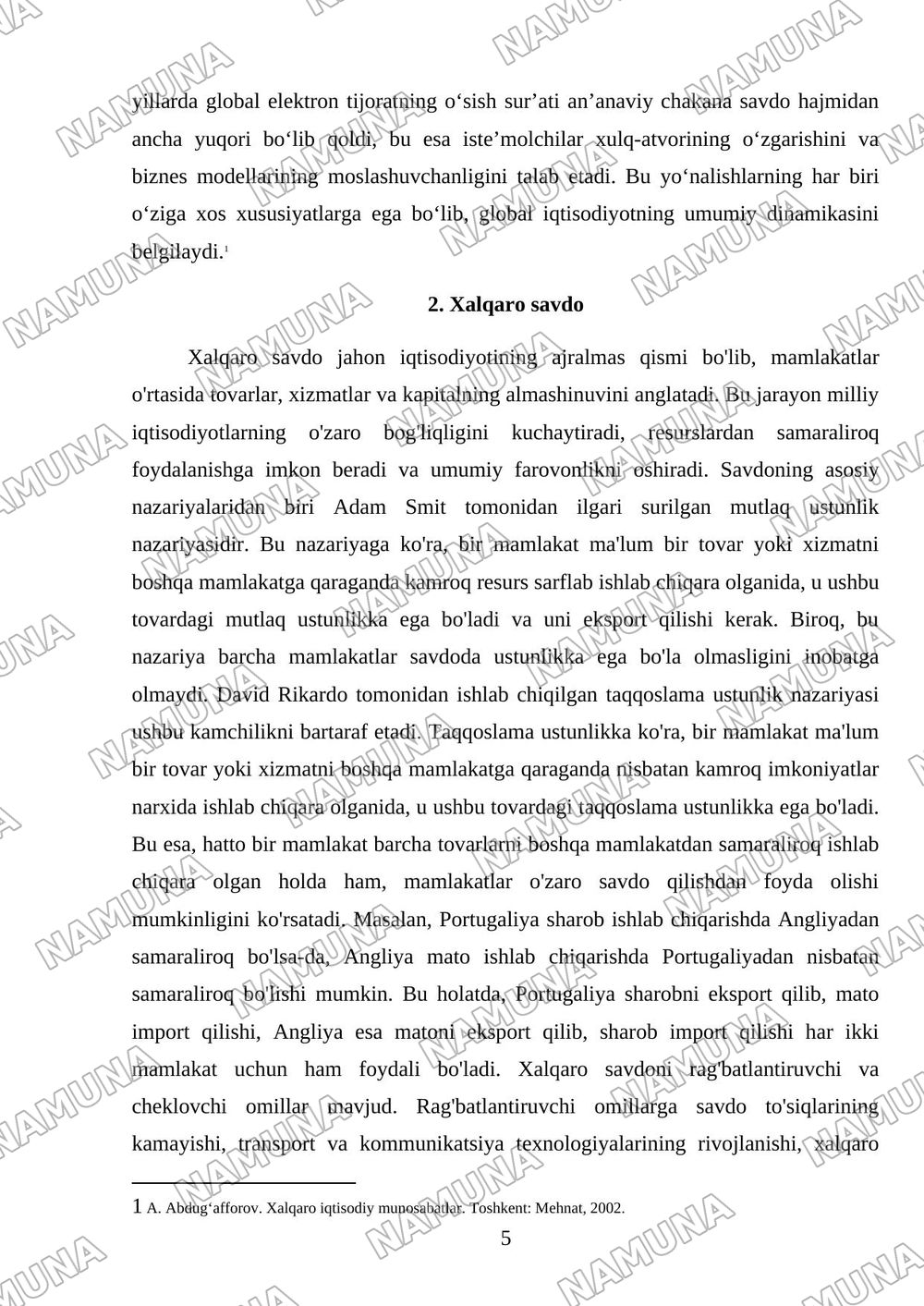 Jahon iqtisodiyoti va halqaro iqtisodiy munosabatlar — referat, 5-varaq