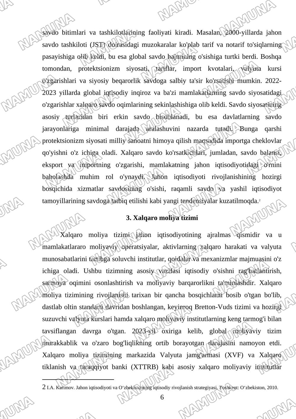 Jahon iqtisodiyoti va halqaro iqtisodiy munosabatlar — referat, 6-varaq