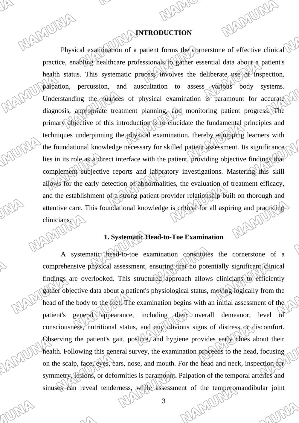 Physical examination of a patient — mustaqil ish, 3-varaq