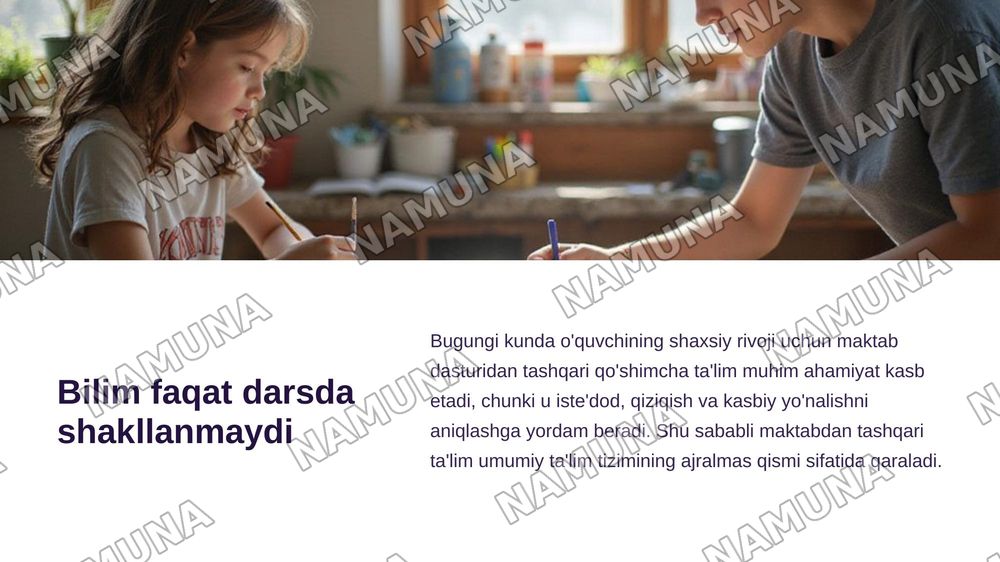 Maktabdan tashqari taʼlim muassasalari — zamonaviy taqdimot, 3-slayd