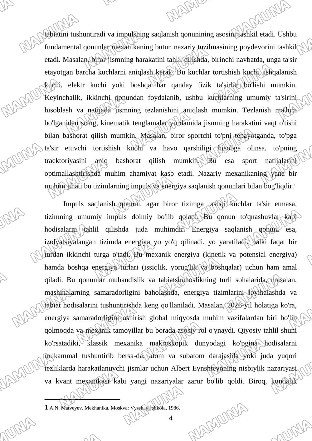 Mexanikaning fizik asoslari. Kinematika va dinamika Reja: 1. Mavzuning nazariy asoslari. 2. Mavzu doirasida masala va ularning yechimlari. 3. Mavzuning tadbiq qilish sohalari. — mustaqil ish, 4-varaq