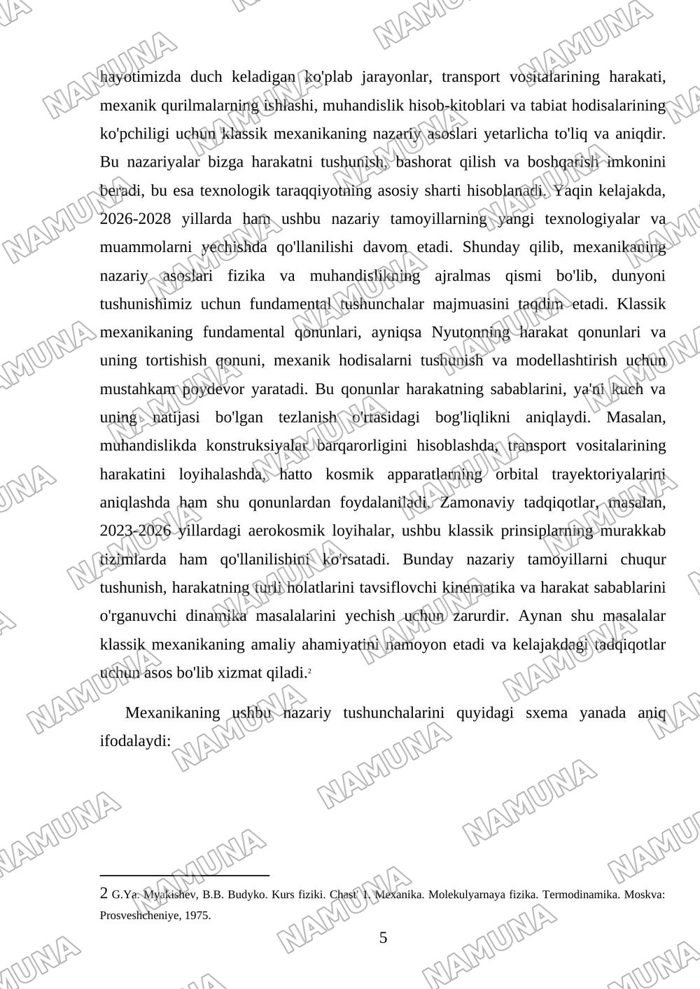 Mexanikaning fizik asoslari. Kinematika va dinamika Reja: 1. Mavzuning nazariy asoslari. 2. Mavzu doirasida masala va ularning yechimlari. 3. Mavzuning tadbiq qilish sohalari. — mustaqil ish, 5-varaq