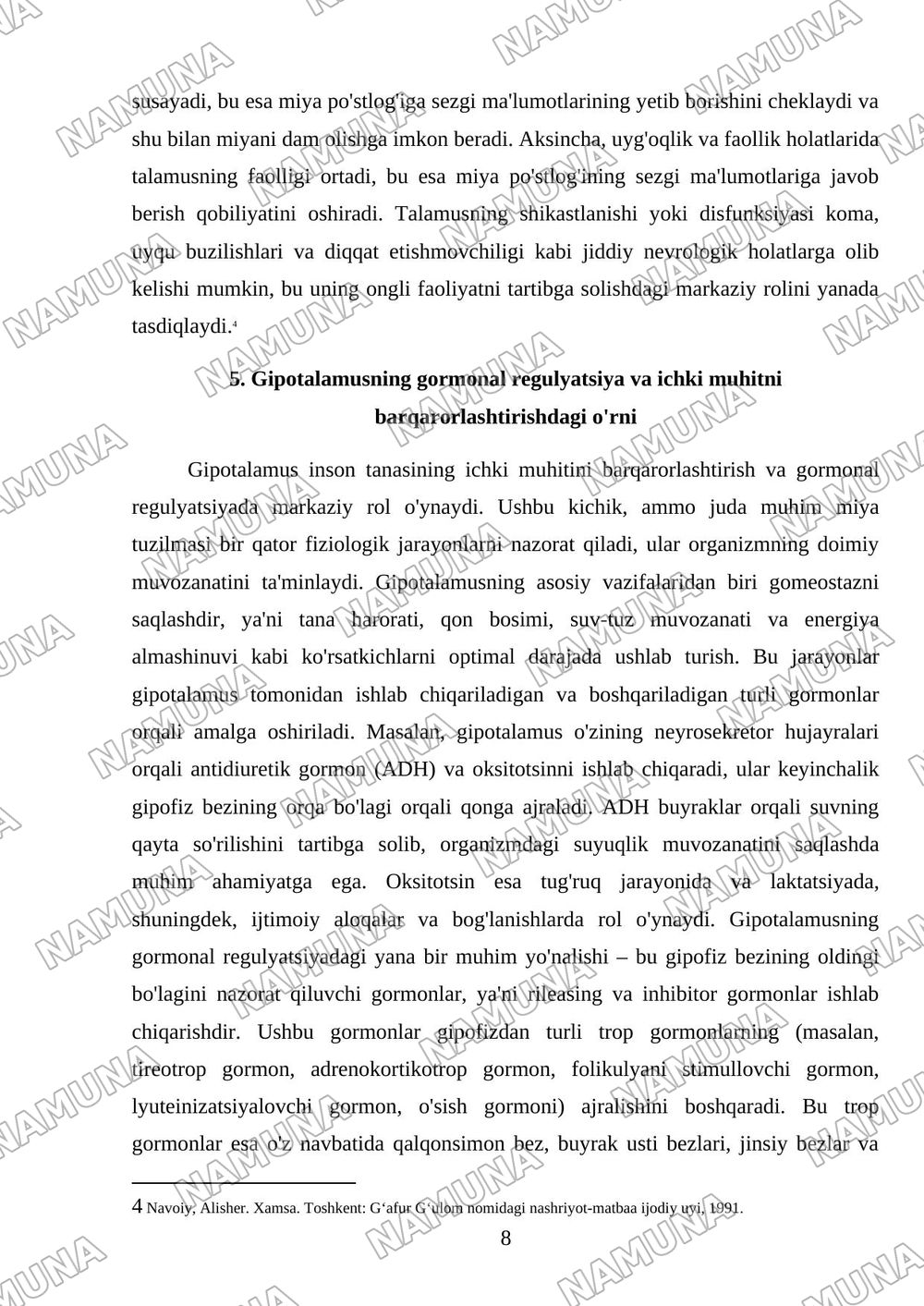 Bosh miya turli boʻlimlari faoliyatini oʻrganish — mustaqil ish, 8-varaq