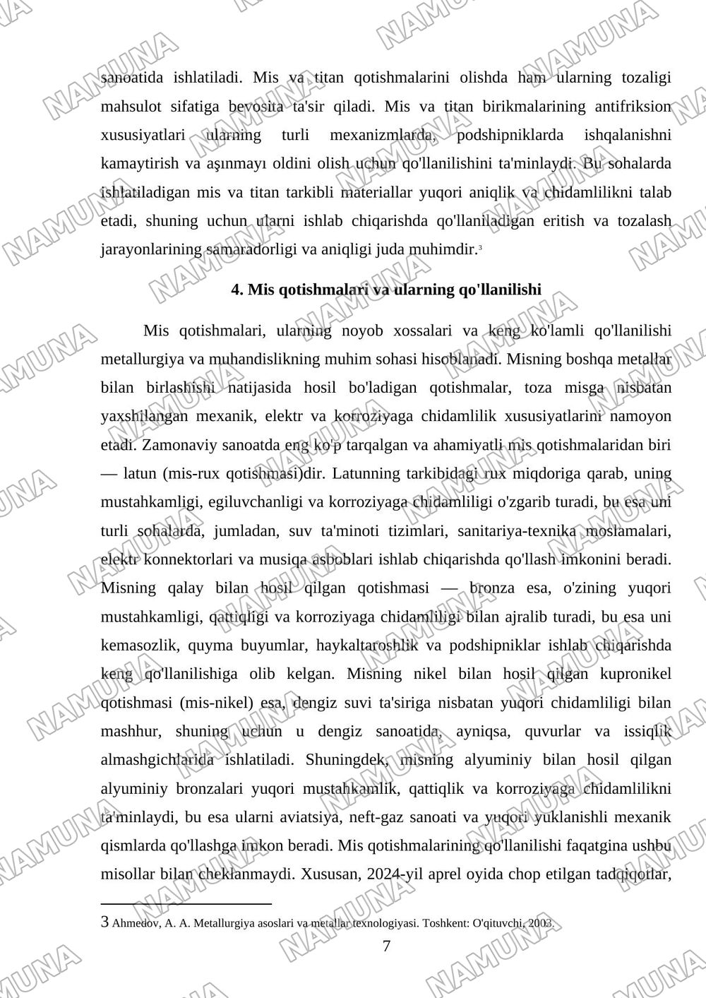Rangli metallar ishlab chiqarish. Mis, titan ishlab chiqarish jarayonlari. Mis titan va antifriksion birikmalar — referat, 7-varaq