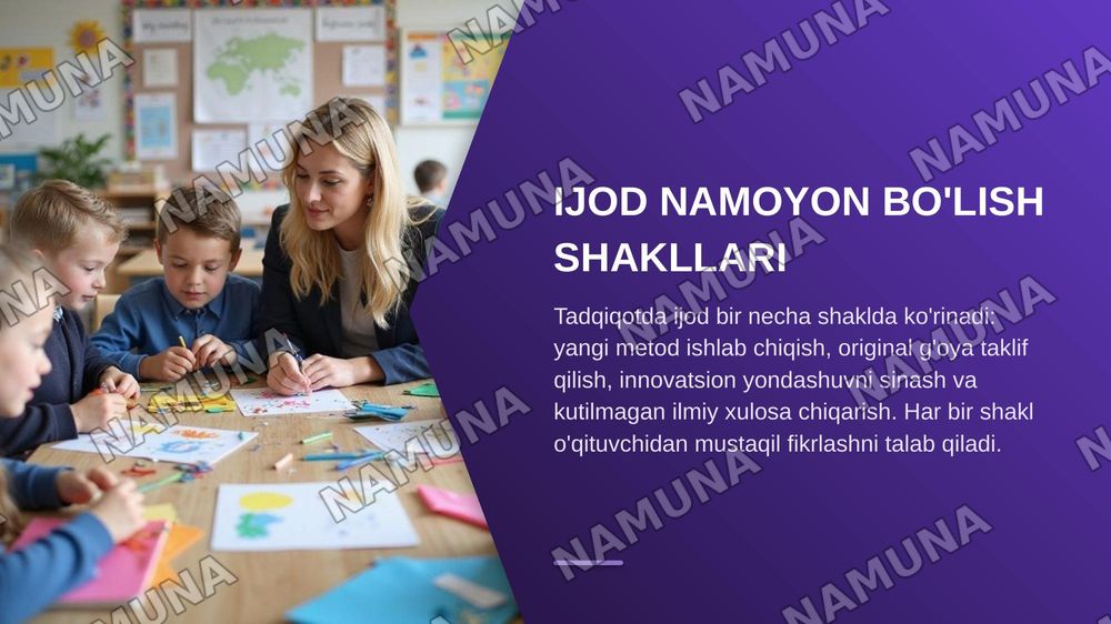 Pedagogik tadqiqotlarda ijodning namoyon bòlishi, shu ekan hemisda — zamonaviy taqdimot, 8-slayd