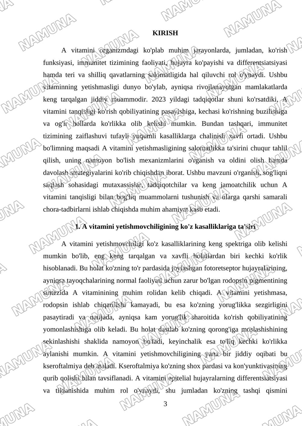 'A' vitamini yetishmaganda nimalar kelib chiqadi — mustaqil ish, 3-varaq
