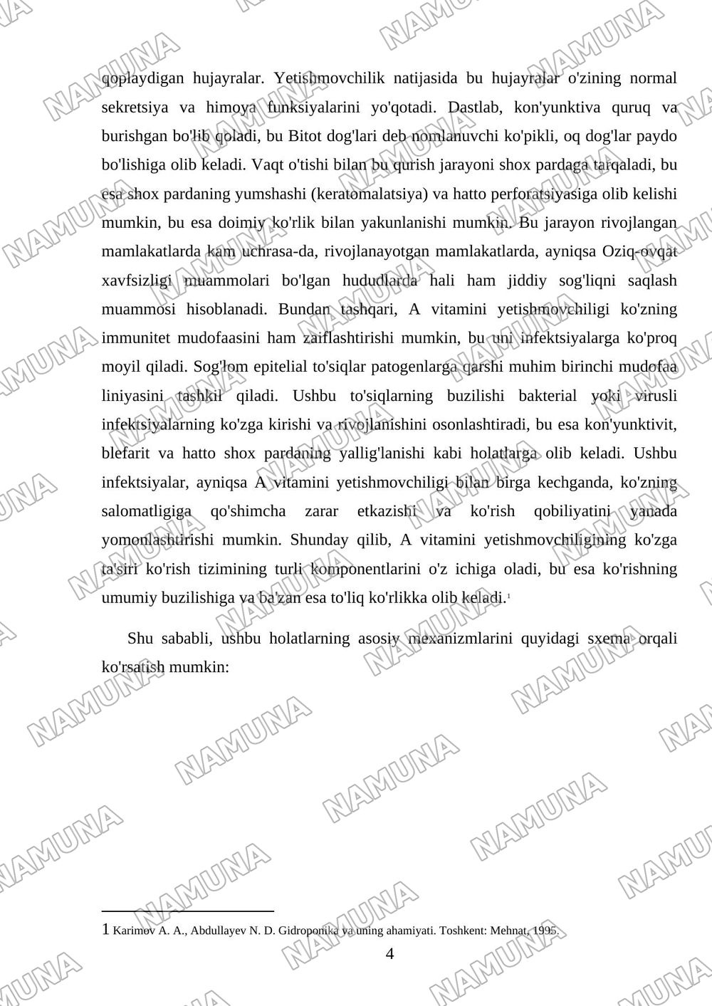 'A' vitamini yetishmaganda nimalar kelib chiqadi — mustaqil ish, 4-varaq