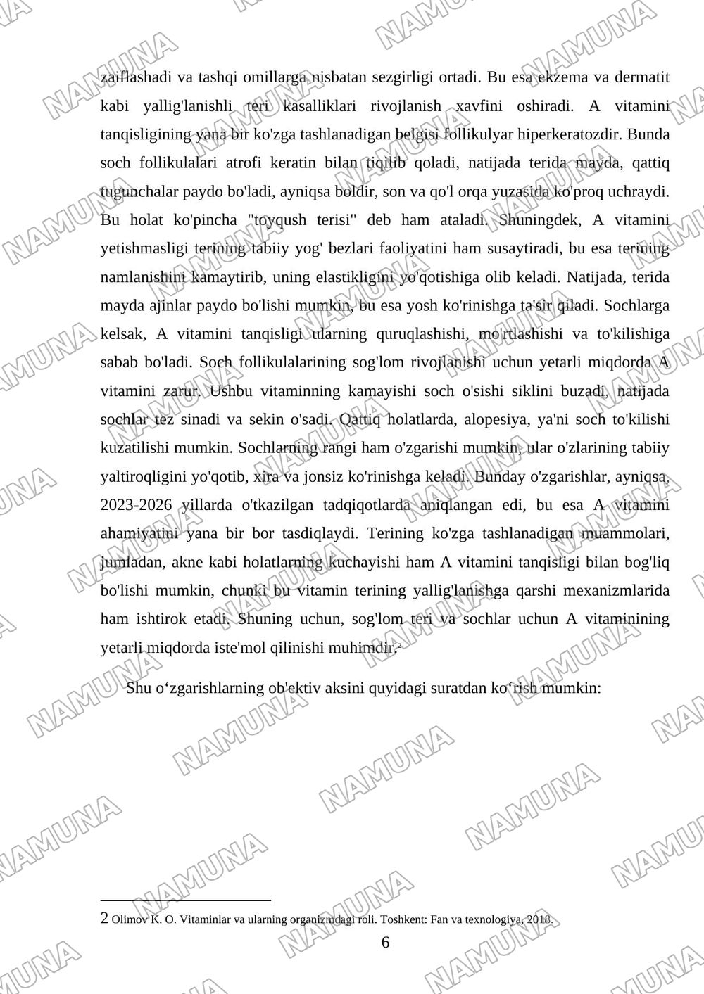 'A' vitamini yetishmaganda nimalar kelib chiqadi — mustaqil ish, 6-varaq