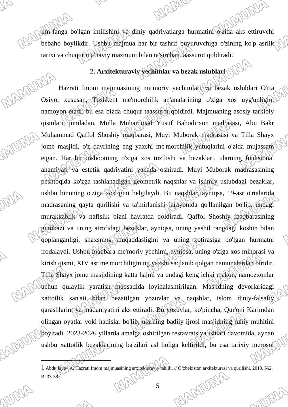 Hazrati Imom kompleksi yodgorligi sizda qanday taassurot qoldirdi mavzusida prezentatsiya tayyorlash. — referat, 5-varaq