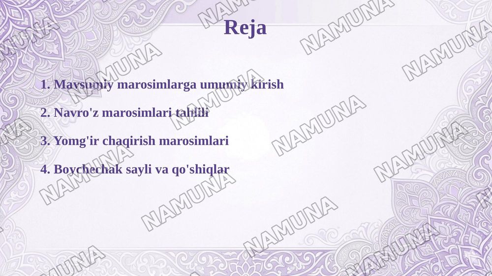 Mavsumiy marisim folklor namunalari tahlili — taqdimot, 2-slayd