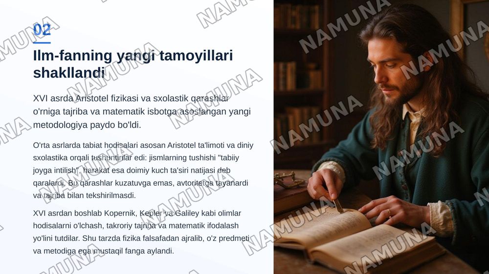 XVI-XX asrlarda fizika fanining evolyutsiyasi. Fundamintal ilmiy izlanishlar va metodologik burilishlar tarixi — zamonaviy taqdimot, 3-slayd