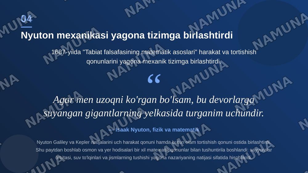 XVI-XX asrlarda fizika fanining evolyutsiyasi. Fundamintal ilmiy izlanishlar va metodologik burilishlar tarixi — zamonaviy taqdimot, 5-slayd