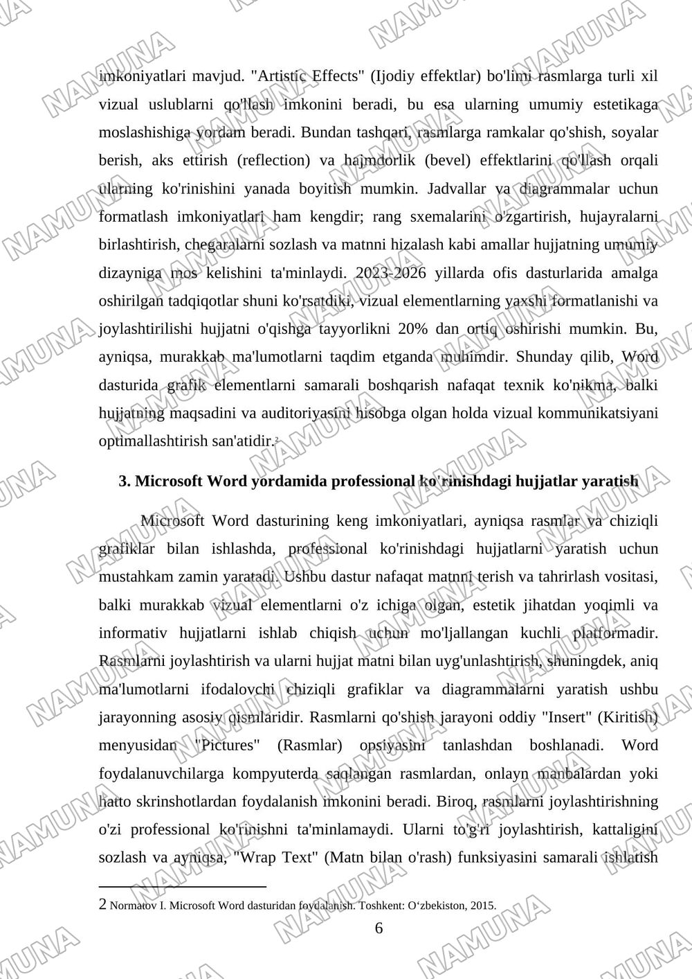 Ms word dasturida, rasmlar va mainline hujjatlar yaratish — referat, 6-varaq