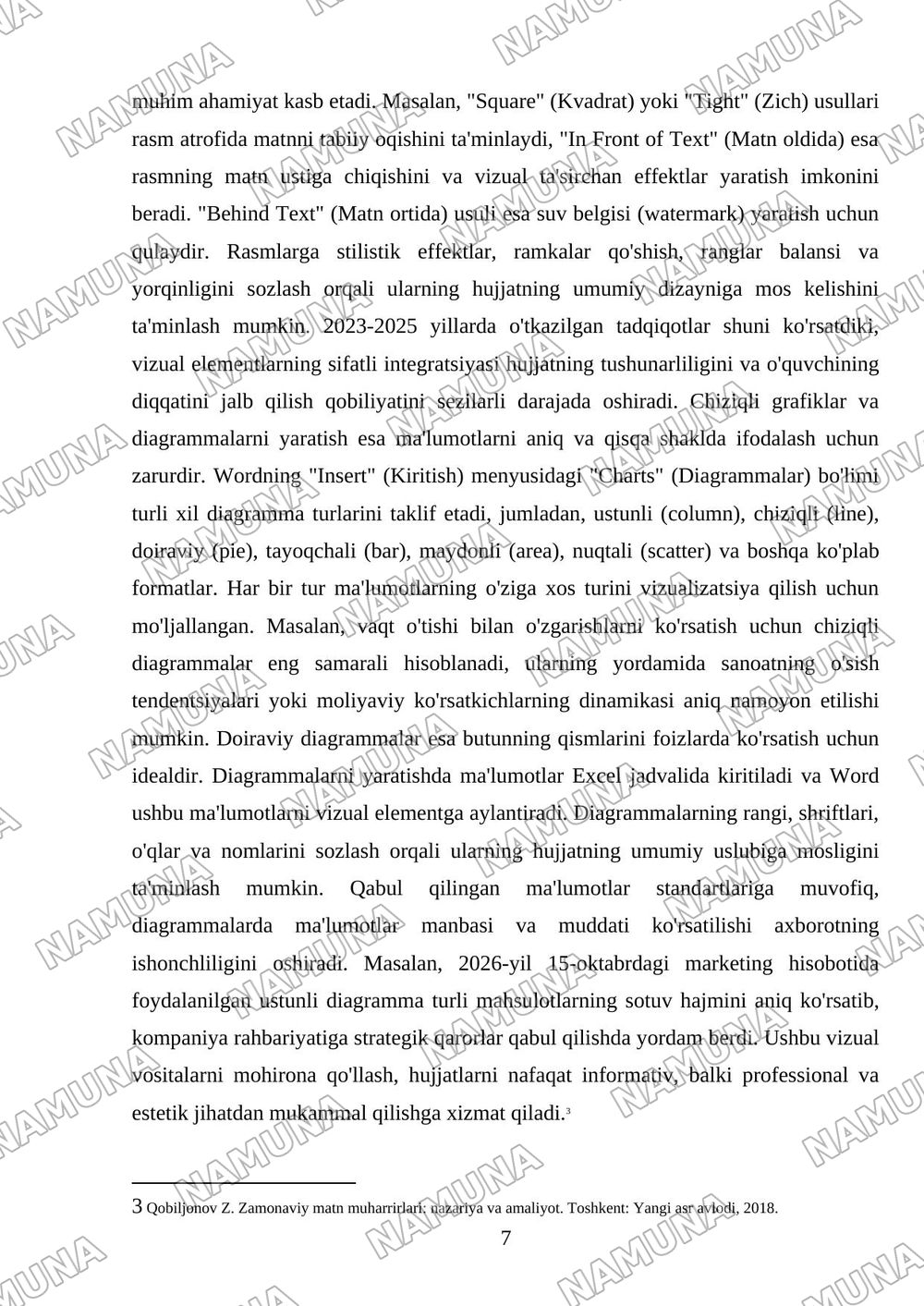 Ms word dasturida, rasmlar va mainline hujjatlar yaratish — referat, 7-varaq