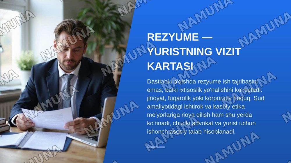 Yuristning profesional rezumesi — zamonaviy taqdimot, 4-slayd