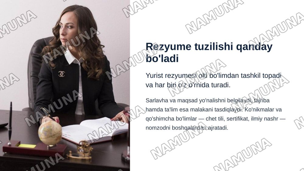 Yuristning profesional rezumesi — zamonaviy taqdimot, 5-slayd