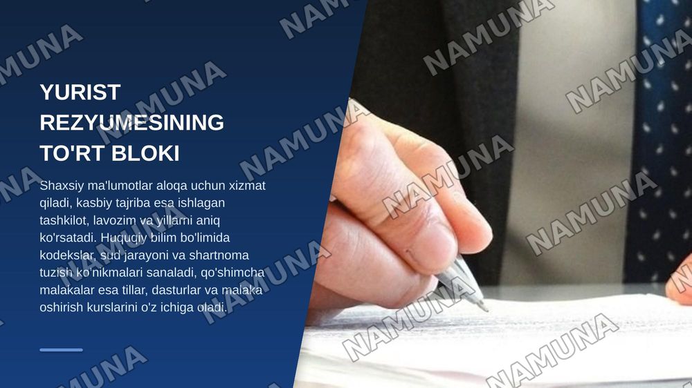 Yuristning profesional rezumesi — zamonaviy taqdimot, 6-slayd