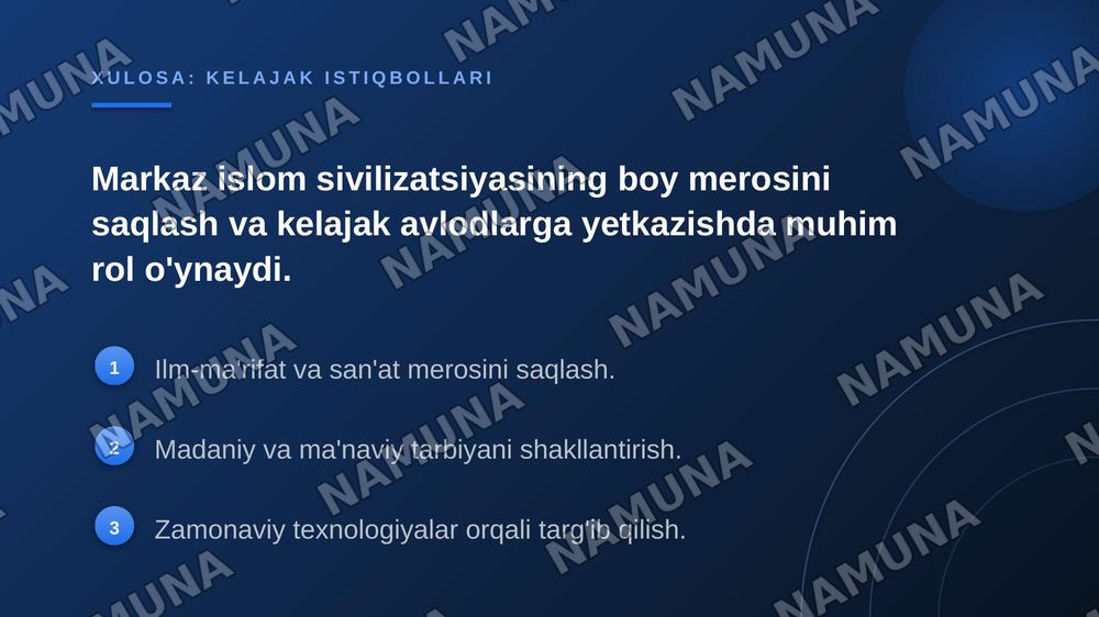 Xalqaro islom sivilizatsiyasi markazi eksponatlari taasurotlari — zamonaviy taqdimot, 7-slayd
