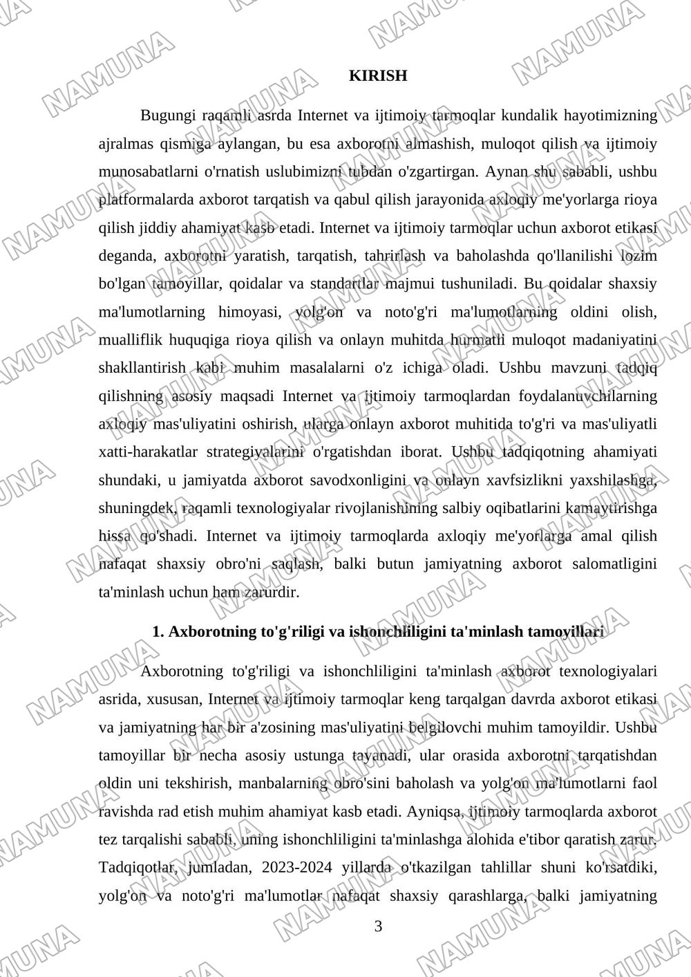 Internet va ijtimoiy tarmoqlar uchun axborot etikasi qoidalari — mustaqil ish, 3-varaq