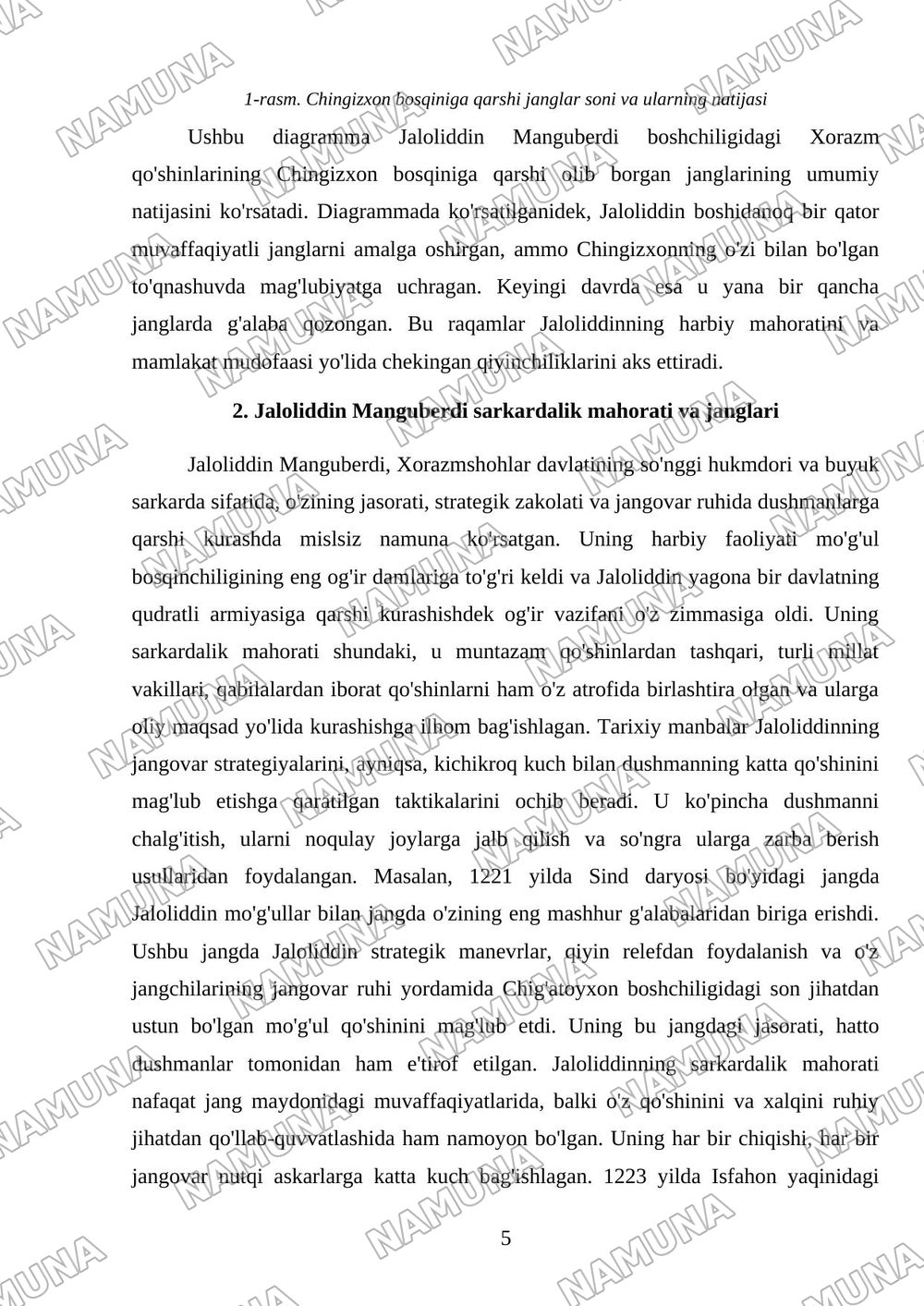 Jaloliddin Manguberdi vatan himoyachisi — mustaqil ish, 5-varaq