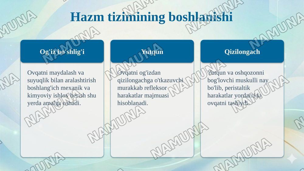 Ovqat hazm qilish sistemasi.Hazm tizimi oldingi qismi.Yutqun.Qizilongach — taqdimot, 4-slayd