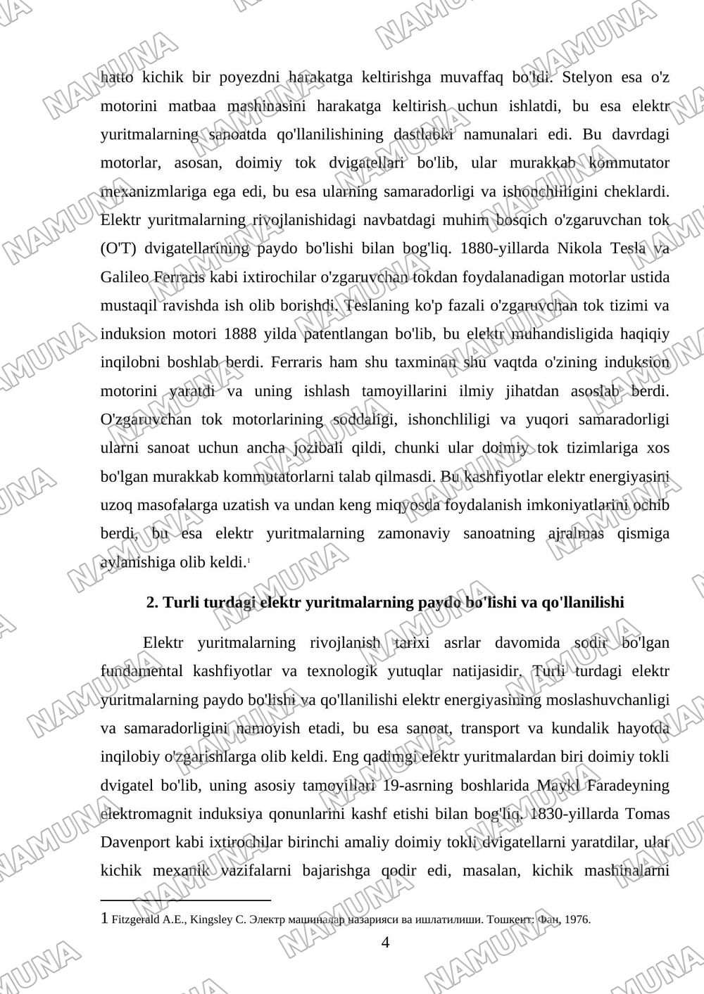 Elektr yuritmalarning rivojlanish tarixi — mustaqil ish, 4-varaq