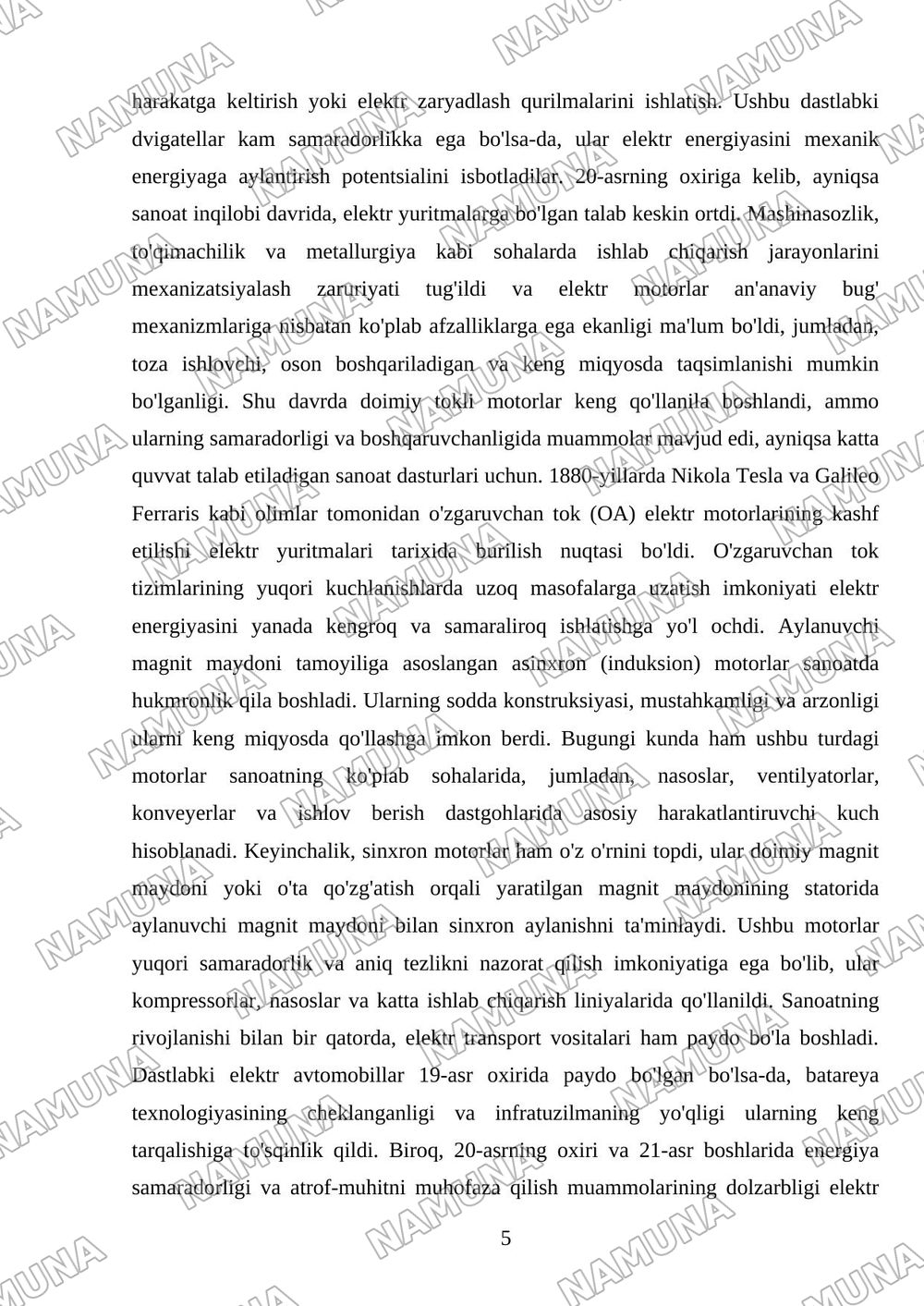 Elektr yuritmalarning rivojlanish tarixi — mustaqil ish, 5-varaq