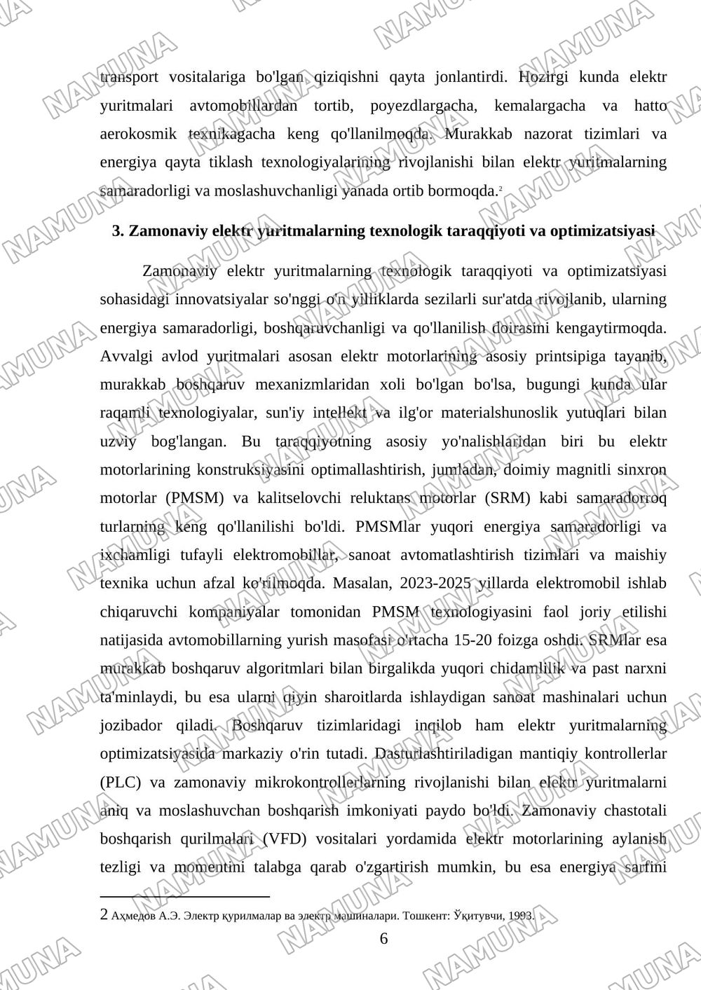 Elektr yuritmalarning rivojlanish tarixi — mustaqil ish, 6-varaq