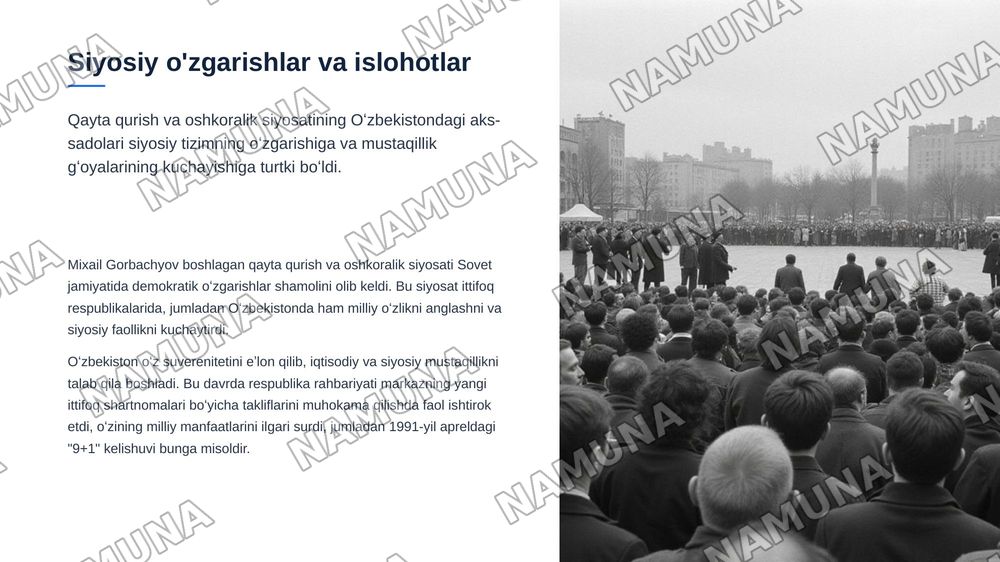 Oʻzbekiston mustaqillikka erishish arafasida — zamonaviy taqdimot, 8-slayd