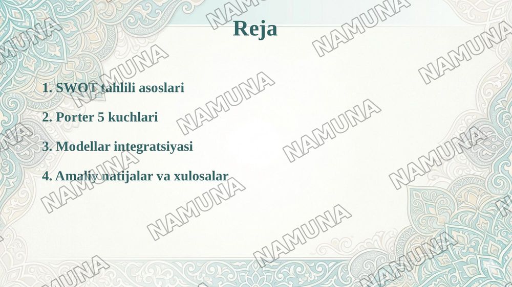 Raqobatchilarni tahlil qilish: SWOT va porter 5 kuch modellarini qoʻllash — taqdimot, 2-slayd