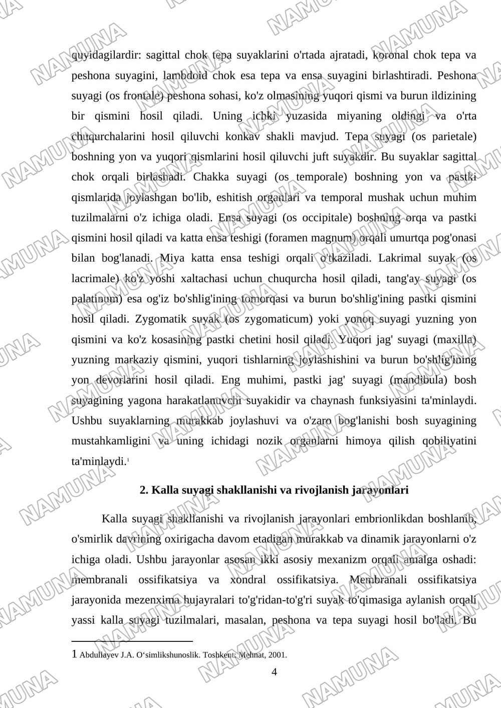 Kalla suyaklari — mustaqil ish, 4-varaq