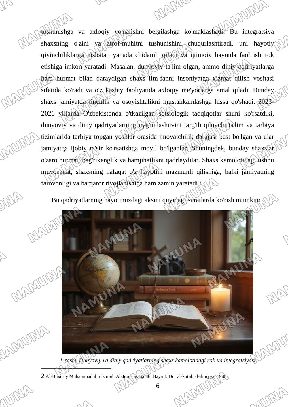 Dunyoviylik va diniylik mutanosibligi — mustaqil ish, 6-varaq